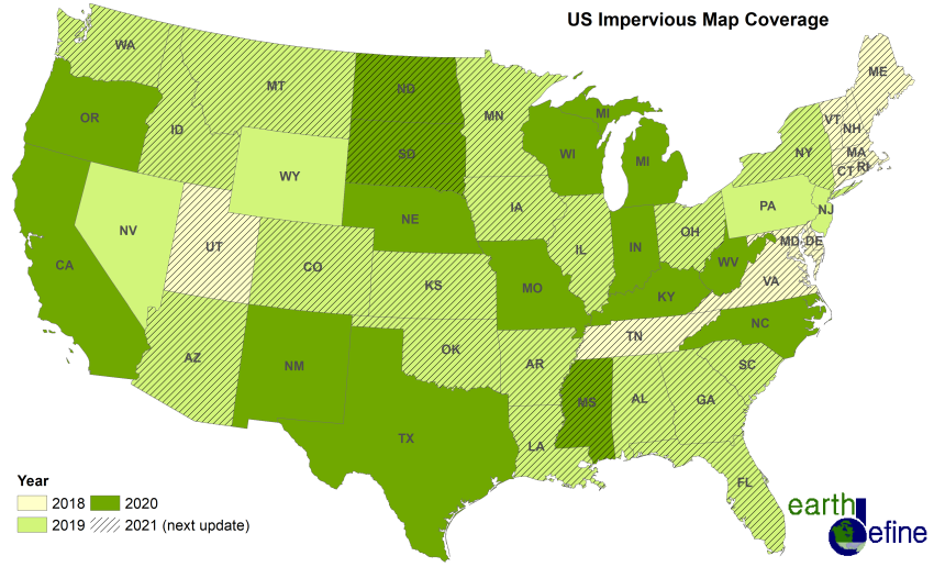EarthDefine US Impervious Map Coverage