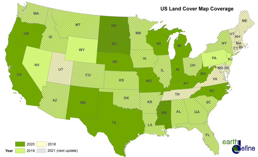 EarthDefine US Land Cover Map Coverage