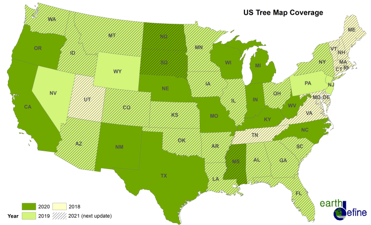 EarthDefine US Tree Map Coverage